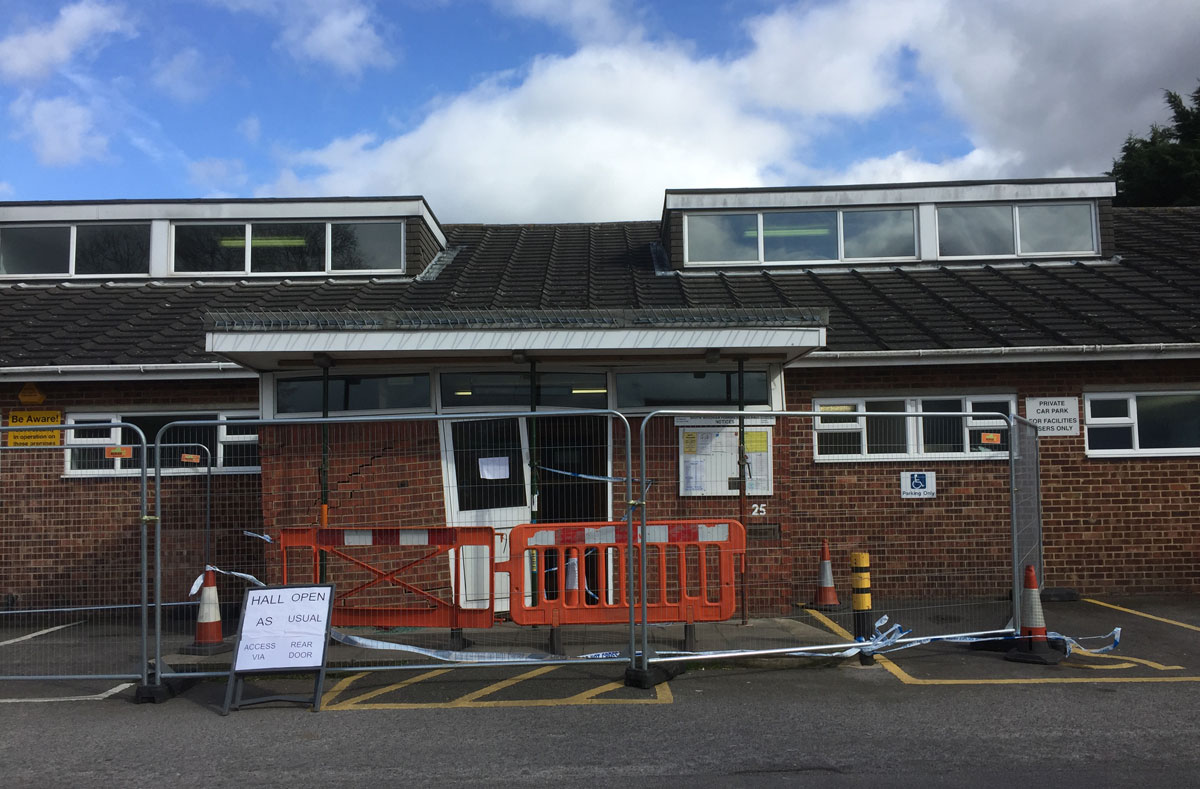 south woodham ferrers village hall porch accodent